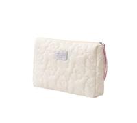 Borsa per il trucco delle donne con motivo floreale borse per cosmetici in cotone trapuntato morbido custodia per il trucco con cerniera grande borsa da viaggio, 5, Taglia unica