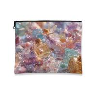 Borsa per il trucco delle fate, borsa da viaggio scintillante da donna, organizer portatile con cerniera, regalo magico, borsa da bagno per la cura della pelle, accessorio per feste, viola., 7x9 Inch