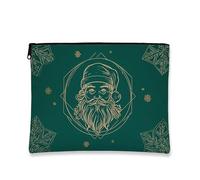 Borsa per il trucco di Babbo Natale, borsa da viaggio per cosmetici natalizi vintage verde per donna, organizer portatile in tela con cerniera, borsa da toilette per la cura della pelle durante le va