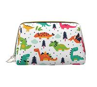 Borsa per il trucco di Babbo Natale,Grande sacchetto cosmetico in pelle portatile,Borsa organizer da viaggio impermeabile per articoli da toeletta, Dinosauri colorati., Taglia unica