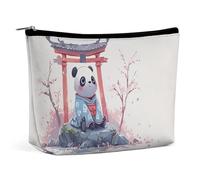 Borsa per il trucco di grande capacità a forma di panda, kimono, ciliegia, organizer da viaggio, borsa da toilette in pelle per donna e uomo, borsa cosmetica portatile con cerniera