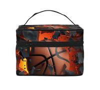 Borsa per il trucco di grande capacità borse cosmetiche da viaggio 3D esplosivo basket borsa per trucco portatile beauty case borsa da toilette con manico organizer per trucco, Nero , Taglia unica