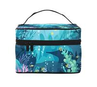 Borsa per il trucco di grande capacità borse cosmetiche da viaggio borsa per il trucco del mondo subacqueo borsa da toeletta portatile borsa da toilette con manico organizer per trucco, Nero , Taglia