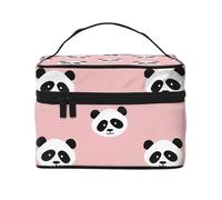 Borsa per il trucco di grande capacità Borse cosmetiche da viaggio Cartoon Panda Head Make Up Bag Portable Vanity Case Toiletry Bag con manico Organizzatore di trucco, Nero , Taglia unica