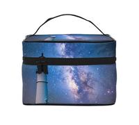 Borsa per il trucco di grande capacità borse cosmetiche da viaggio con cielo stellato faro borsa per trucco portatile beauty case borsa da toilette con manico organizer per trucco, Nero , Taglia unica