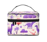 Borsa per il trucco di grande capacità borse cosmetiche da viaggio con dinosauri viola borsa per il trucco portatile beauty case borsa da toilette con manico organizer per trucco, Nero , Taglia unica