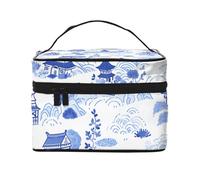 Borsa per il trucco di grande capacità borse cosmetiche da viaggio graffiti architettura trucco borsa portatile Vanity Case Borsa da toilette con manico Organizzatore di trucco, Nero , Taglia unica