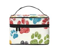 Borsa per il trucco di grande capacità borse cosmetiche da viaggio linea impronte di cane borsa per il trucco portatile beauty case borsa da toilette con manico organizer per trucco, Nero , Taglia