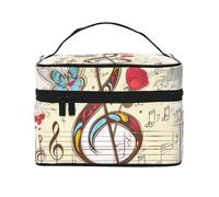 Borsa per il trucco di grande capacità Borse cosmetiche da viaggio Linea Note Farfalla Make Up Bag Portable Vanity Case Toiletry Bag con manico Organizzatore di trucco, Nero , Taglia unica