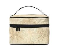 Borsa per il trucco di grande capacità borse cosmetiche da viaggio linea radiale borsa per il trucco portatile Vanity Case Borsa da toilette con manico organizer per trucco, Nero , Taglia unica