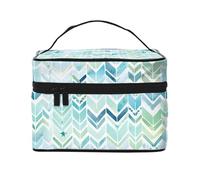 Borsa per il trucco di grande capacità borse cosmetiche da viaggio verde acquerello freccia trucco borsa portatile Vanity Case Borsa da toilette con manico Organizzatore di trucco, Nero , Taglia unica