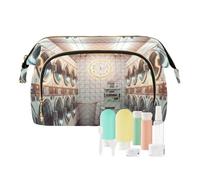 Borsa per il trucco di grande capacità, con cielo blu e oceano, organizer da viaggio con set di accessori da 9 pezzi, borse da viaggio per articoli da toeletta e trucco da donna, Lavanderia Aperta