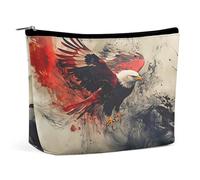 Borsa per il trucco di grande capacità Eagle in Flight, borsa da viaggio in pelle per donna e uomo, borsa cosmetica portatile con cerniera
