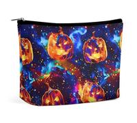 Borsa per il trucco di Halloween a forma di zucca "Cosmic Horror" per donna, trousse da viaggio, borsa per articoli da toilette, borse portaoggetti da bagno