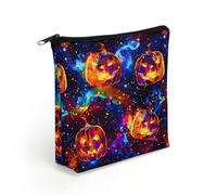 Borsa per il trucco di Halloween a forma di zucca "Cosmic Horror" per donna, trousse da viaggio, borsa per articoli da toilette, borse portaoggetti da bagno