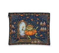 Borsa per il trucco di Halloween a tema pozione anfibia fantasiosa zucche | Costume di zucca, sacchetto della cerniera del trucco, bacchetta magica, decorazione della stanza della strega