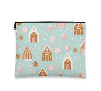Borsa per il trucco di pan di zenzero, Aqua Candy Houses, borsa da viaggio vintage per donne, piccola borsa portatile in tela con cerniera, borsa da toilette per la cura della pelle delle vacanze