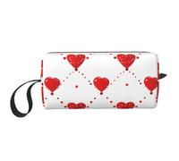 Borsa per il trucco di San Valentino Resistente all'acqua Organizer da viaggio per donne e uomini Custodia per cosmetici a forma di cuore rosso con cerniera Borsa per attrezzi piccola portatile