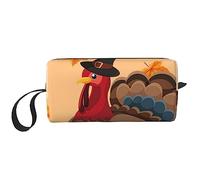 Borsa per il trucco di tacchino marrone scuro con foglia d'acero borse cosmetiche di grande capacità borsa da viaggio portatile borsa da toilette quotidiana, bianco, Taglia unica, Organizer per borse