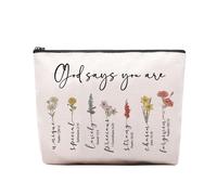 Borsa per il trucco ""Dio dice che sei"", regali cristiani per donne, borsa per cosmetici, versetto biblico floreale, accessori per donne, regali r