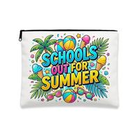 Borsa per il trucco divertente estiva, borsa da viaggio colorata giocosa da donna, organizer portatile in tela con cerniera, borsa da toilette per la cura della pelle per le vacanze, bianco, 7x9 Inch