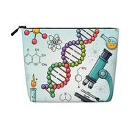 Borsa per il trucco DNA & Element& Element per donna, grande pochette cosmetica da viaggio, organizer per articoli da toilette effetto lino resistente all'acqua con cerniera, borsa portaoggetti per la