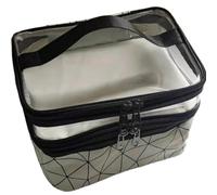 Borsa Per Il Trucco Double Portable Large Capacity Makeup Bag Korean Version Ringer Travel Multifunctional Toiletry Bag Portable Storage Bag Borsa Cosmetica(WHITE)