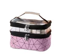 Borsa Per Il Trucco Double Portable Large Capacity Makeup Bag Korean Version Ringer Travel Multifunctional Toiletry Bag Portable Storage Bag Borsa Cosmetica(Darkpink)