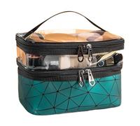 Borsa Per Il Trucco Double Portable Large Capacity Makeup Bag Korean Version Ringer Travel Multifunctional Toiletry Bag Portable Storage Bag Borsa Cosmetica(Green)