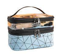 Borsa Per Il Trucco Double Portable Large Capacity Makeup Bag Korean Version Ringer Travel Multifunctional Toiletry Bag Portable Storage Bag Borsa Cosmetica(Blue)