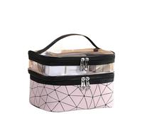 Borsa Per Il Trucco Double Portable Large Capacity Makeup Bag Korean Version Ringer Travel Multifunctional Toiletry Bag Portable Storage Bag Borsa Cosmetica(Lightpink)