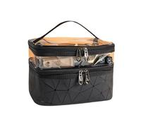 Borsa Per Il Trucco Double Portable Large Capacity Makeup Bag Korean Version Ringer Travel Multifunctional Toiletry Bag Portable Storage Bag Borsa Cosmetica(Black)