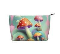 Borsa per il trucco Dreamy Little Mushroom in velluto a coste con una fodera robusta per i viaggi e l'uso quotidiano