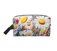 Borsa per il trucco estiva con stampa floreale margherite fiore carino borsa cosmetica per le donne sacchetto di trucco borsa da viaggio per signora