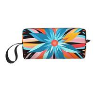 Borsa per il trucco etnica astratta resistente all'acqua da viaggio organizer per articoli da toeletta per donne e uomini con fiore azteco custodia per cosmetici con cerniera piccola borsa portatile
