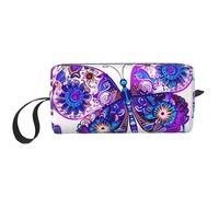 Borsa per il trucco etnica con farfalla, resistente all'acqua, organizer da viaggio per donne e uomini, con motivo mandala, con cerniera, piccola borsa per attrezzi portatile