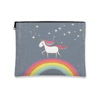 Borsa per il trucco fantasiosa, borsa da viaggio per cosmetici con cavallo magico arcobaleno per ragazze, organizer portatile in tela con cerniera, borsa da toilette regalo di compleanno 7x9 pollici