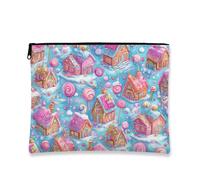 Borsa per il trucco fantasiosa, pochette da viaggio per cosmetici con motivo a caramelle per donna, organizer portatile in tela con cerniera, divertente borsa per la cura della pelle per festival, 7x