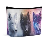 Borsa per il trucco Fantasy Wolf Trittico per borsa, borse per donna con cerniera, borsa da viaggio per articoli da toeletta, borse per il trucco per articoli da toeletta e cosmetici