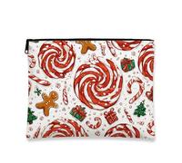 Borsa per il trucco festiva, borsa da viaggio per cosmetici con motivo a vortice rosso per donne, piccola custodia portatile con cerniera, organizer per articoli da toeletta per, Rosso, 7x9 Inch