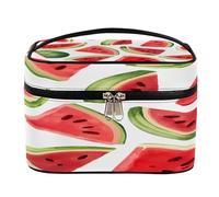 Borsa per il trucco, fette di anguria borsa da toilette da viaggio di grande capacità per le donne con manico e corda fissa elastica portatile organizer per trucco, Fette di anguria, Misura unica,