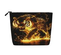 Borsa per il trucco Flame Tiger - Borsa da viaggio in canapa sintetica, organizer per articoli da toeletta, portamonete con cerniera