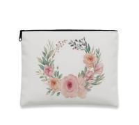 Borsa per il trucco floreale ad acquerello, rosa pesca, borsa da viaggio vintage per cosmetici, da donna, piccola borsa portatile in tela con cerniera, per festival di primavera, Pesca, 7x9 Inch