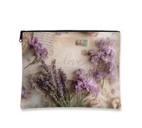 Borsa per il trucco floreale alla lavanda, borsa da viaggio per cosmetici vintage botanica da donna, piccola borsa portatile in tela con cerniera, regalo per festival di primavera, Lavanda, 7x9 Inch