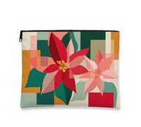 Borsa per il trucco floreale astratto, borsa da viaggio per cosmetici con fiore rosso, piccola borsa portatile in tela con cerniera, borsa da toilette per la cura della pelle delle vacanze, Rosso, 7x9