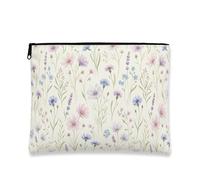 Borsa per il trucco floreale, astuccio per cosmetici vintage pastello per donne, organizer portatile in tela con cerniera, borsa da viaggio primaverile, Bianco, 7x9 Inch, floreale
