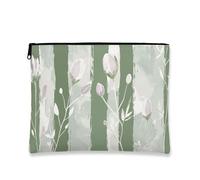 Borsa per il trucco floreale, borsa da viaggio artistica vintage per donne, organizer portatile in tela con cerniera, borsa da toilette primaverile per la cura della pelle, Verde, 7x9 Inch, floreale