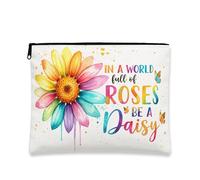 Borsa per il trucco floreale, borsa da viaggio cosmetica con crisantemo acquerello per donne, organizer portatile in tela con cerniera, borsa da toilette primaverile per la cura della pelle