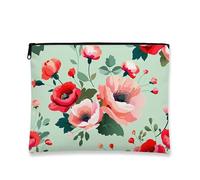 Borsa per il trucco floreale, borsa da viaggio per cosmetici con design vintage a papavero per donne, piccola borsa portatile in tela con cerniera, regalo per festival per la cura della pelle borsa da