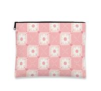 Borsa per il trucco floreale, borsa da viaggio per cosmetici vintage con crisantemo pesca carino per donne, organizer portatile in tela con cerniera, borsa da toilette primaverile per la cura della